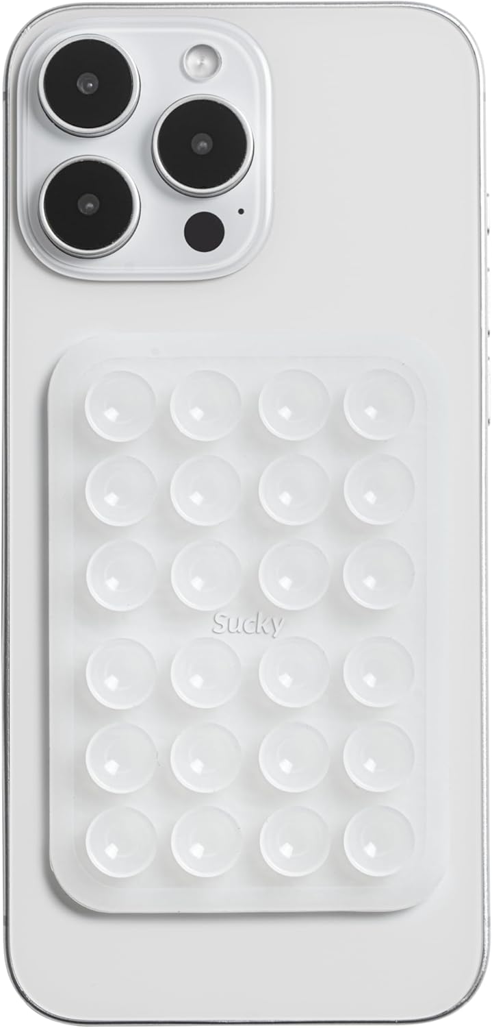 SUCKY Silicone Suction Phone Case Adhesive Octo Cup Buddy Mount - Anti-Slip Holder, Hands-Free Phone Accessory for iPhone & Android - Sticky Grip for Selfies, Videos - Clear