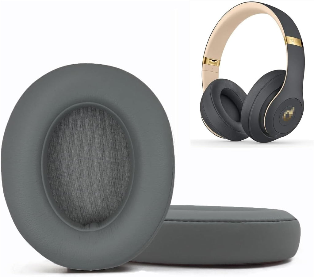 Replacement Ear Pads Cushions for Beats Studio（B0501、B0500），Beats Studio 2 & Studio 3 Wired & Wireless Headphones, Earpads with Soft Protein Leather, Noise Isolation Memory Foam - Grey (Titanium)