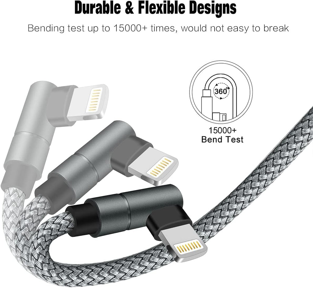 USB C to Lightning Cable MFi Certified PD Fast iPhone 12 Charging 6ft Cable 90 Degree Type C Charger Cord Compatible with iPhone 13/12/12 ProMax/12Mini/11 Pro Max/X/XS/XR/8, iPad 8th (Grey) …