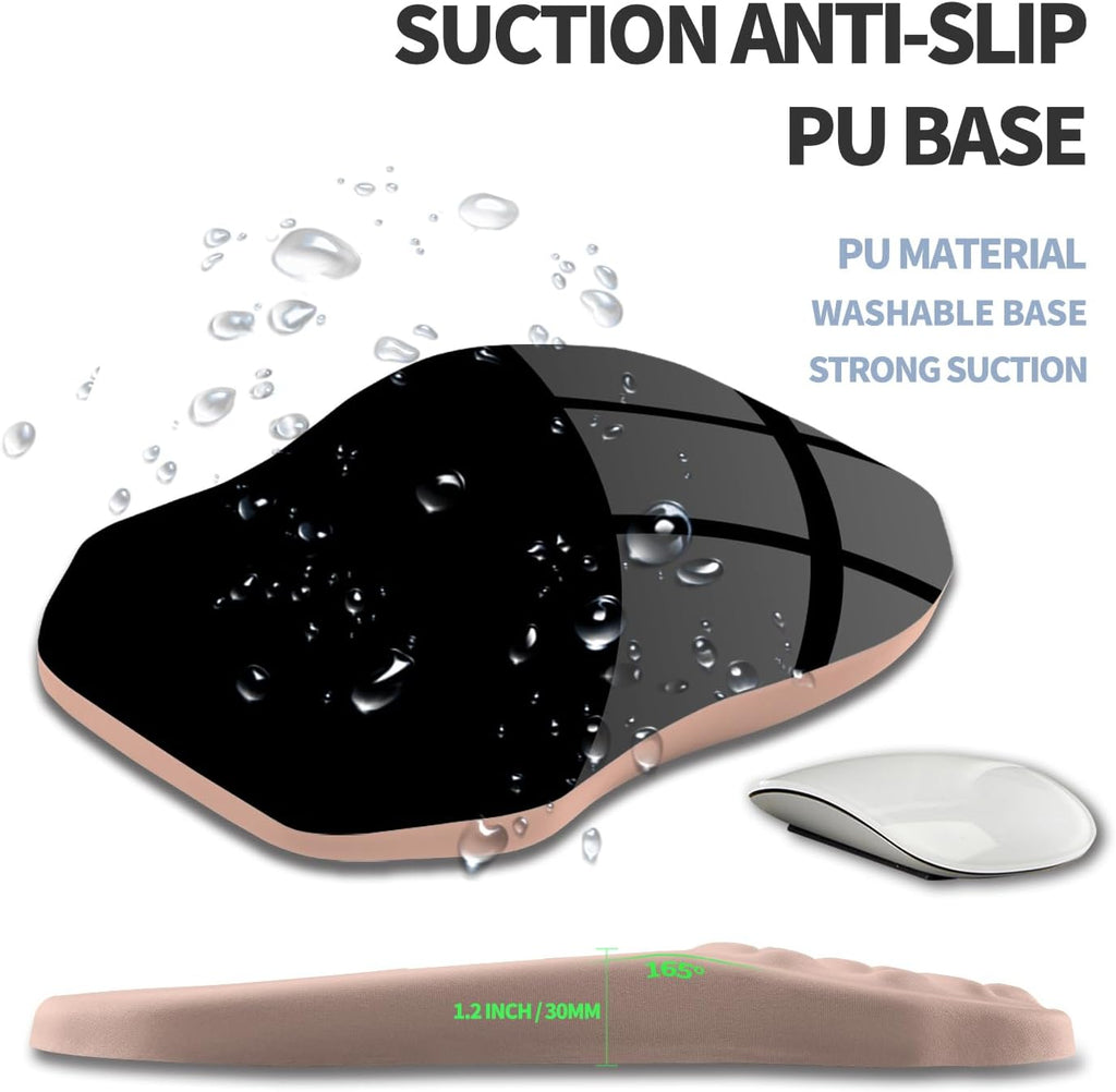 Ergonomic Raised Mouse Pad Wrist Support with Bilateral Slope Memory Foam Mousepad for Wrist Rest and Carpal Tunnel Pain Relief 11.8x7.9〃 Apricot Pink