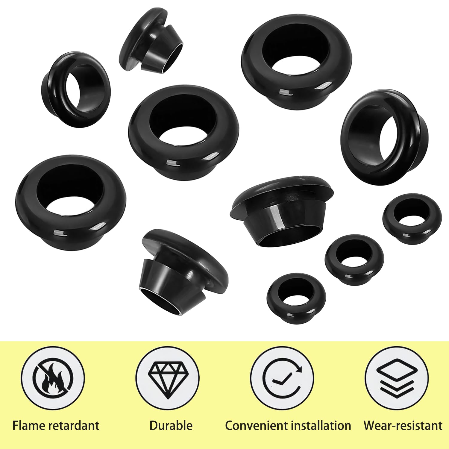 Qrity 9 PCS Rubber Grommets Cable Railing, Car Grommet, Cable Railing Protective Sleeves for Metal Posts, ID 23mm Mount Dia 28mm