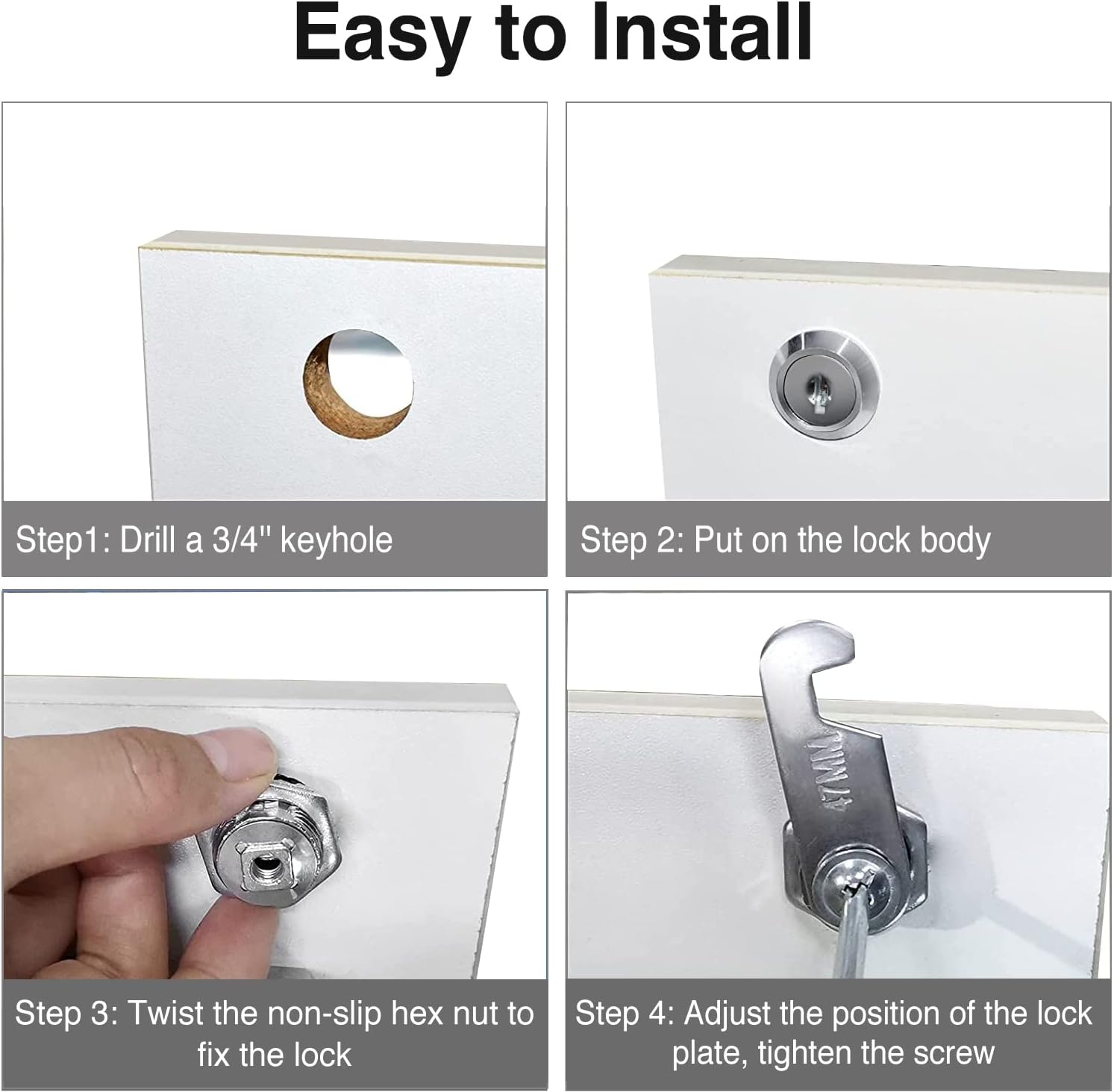 Cabinet Cam Locks Keyed Alike, 5/8'' Fits on 3/8'' Max Door Thickness, Secure File Drawer Mailbox RV Storage Replacement Set, Zinc Alloy (5/8 Inch 2Pcs)