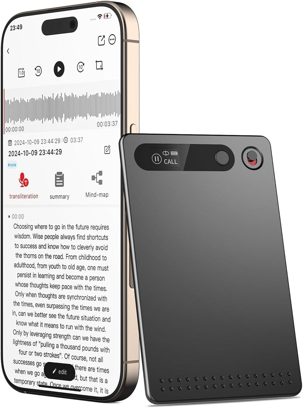 AI Voice Recorder, Voice Recorder AI Technology for Transcription & Summarization with Magnetic Housing, App Control,112 Languages, 64GB Memory, Audio Recorder for Lectures, Meetings