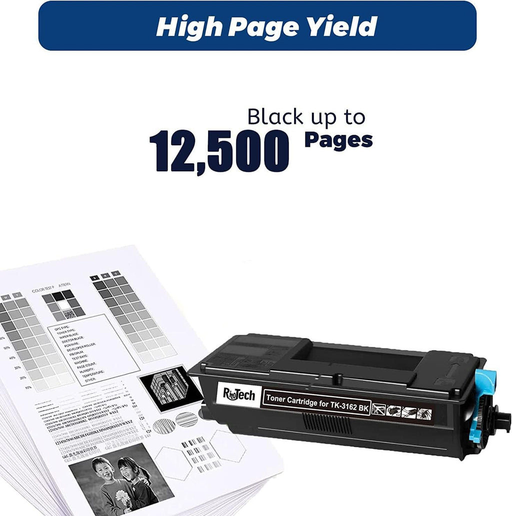 TK3162 TK-3162 Black Toner Cartridge, 1T02T90US0 Compatible for Kyocera ECOSYS P3045dn M3645idn M3145idn Printers, Extra High Capacity Up to 12,500 Pages,with Upgraded Chip,No Fading,No Streak