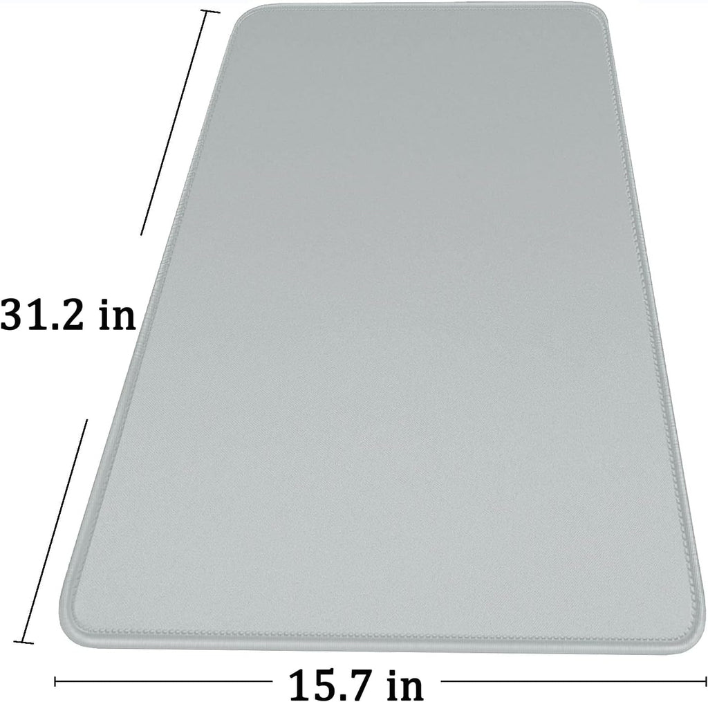 Large Gaming Mouse Pad with Stitched Edges, Durable Non-Slip Natural Rubber Base, Waterproof Computer Keyboard Pad Mat for Esports Pros/Gamer/Desktop/Office/Home - Grey
