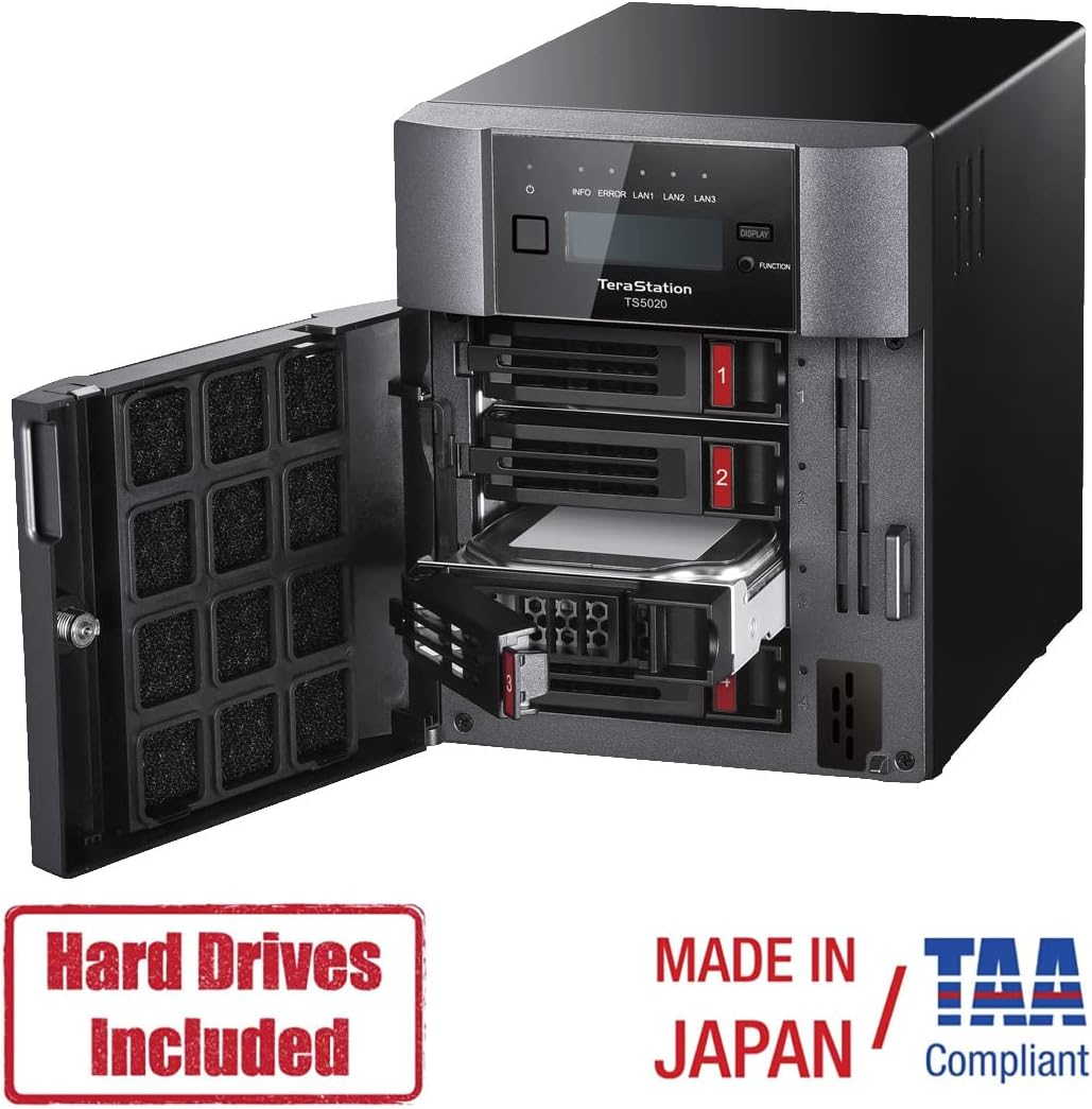 BUFFALO TeraStation 5420DN 4-Bay Business Desktop NAS 16TB (4x4TB) with Hard Drives Included RAID iSCSI Network Storage File Server