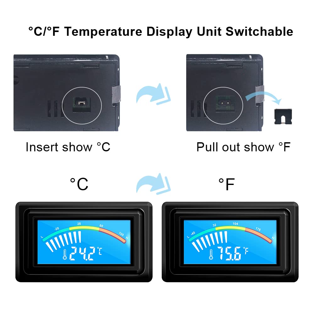 KETOTEK Digital Thermometer Temperature Gauge USB Power Supply with Sensor Probe for Aquarium Vehicle PC Case Incubators Brooders Climb Pet Fahrenheit & Celsius LCD Display