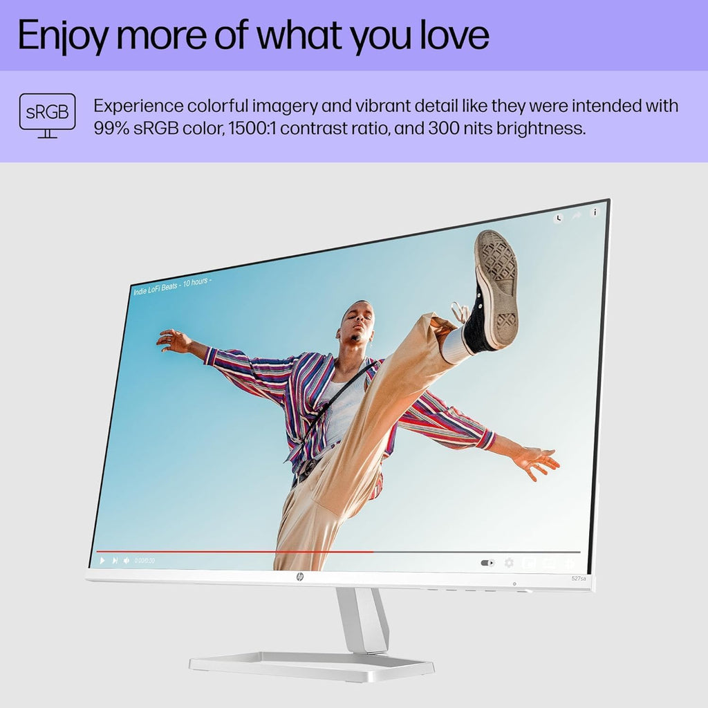 HP Series 5 527sa Monitor with Speakers (Replaces M27fwa) 27" 100Hz IPS FHD 99% sRGB 300 Nits Display, Adjustable Tilt, Flicker-Free, Anti-Glare, White/Silver w/DKZ USB Port Expander