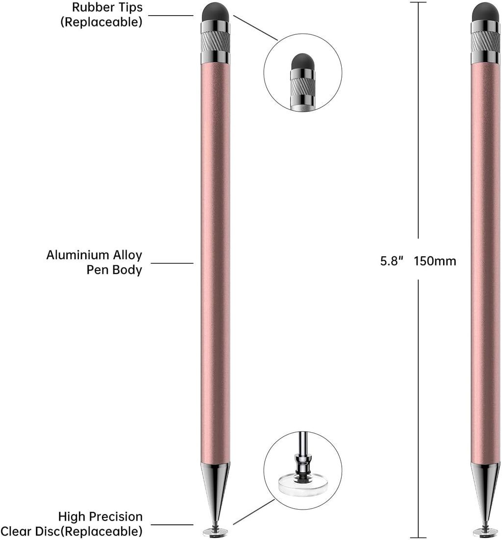 Bopomofo Stylus (5 Pcs), 2-in-1 Stylus Pen for Touchscreen, High Precision and Sensitivity, Suitable for iPhone/ipad/Android Tablets, Compatible with All Touch Screens,Rose Gold