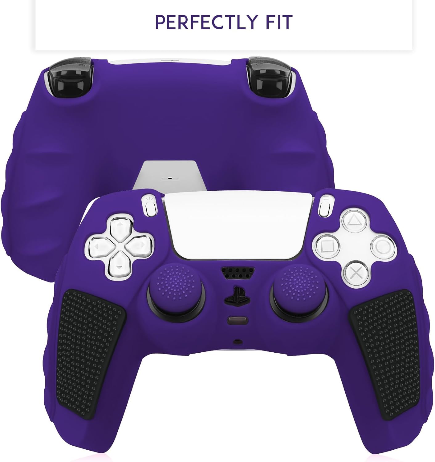 SIKEMAY Anti-Slip PS5 Controller Skin, Soft Thicken Non-Slip Silicone Gel Protective Cover Case for PlayStation 5, 2 Pack with 8 x Thumb Grip Caps
