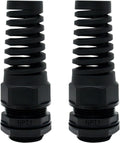 LeMotech 2Pcs NPT 1" IP68 Waterproof Cable Gland Flex Spiral Strain Relief Black Nylon Joint with Gaskets for 18-25mm Wire Thread