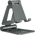Nulaxy Dual Folding Cell Phone Stand, Fully Adjustable Foldable Desktop Phone Holder Cradle Dock Compatible with iPhone 17 16 15 14 13 12 11 Pro Max Xs Xr X 8, Nintendo Switch, All Phones - Gray