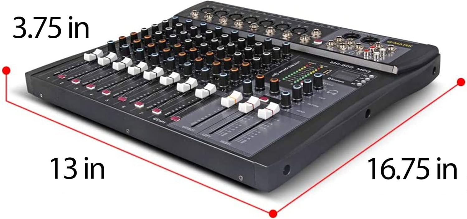 G-MARK MR80S Audio Mixer Interface USB Bluetooth Mixing Console 8 Channel 48V Phantom Power Sound Board Music Reverb For PC Stage DJ Studio Sound Controller Analog Mixer