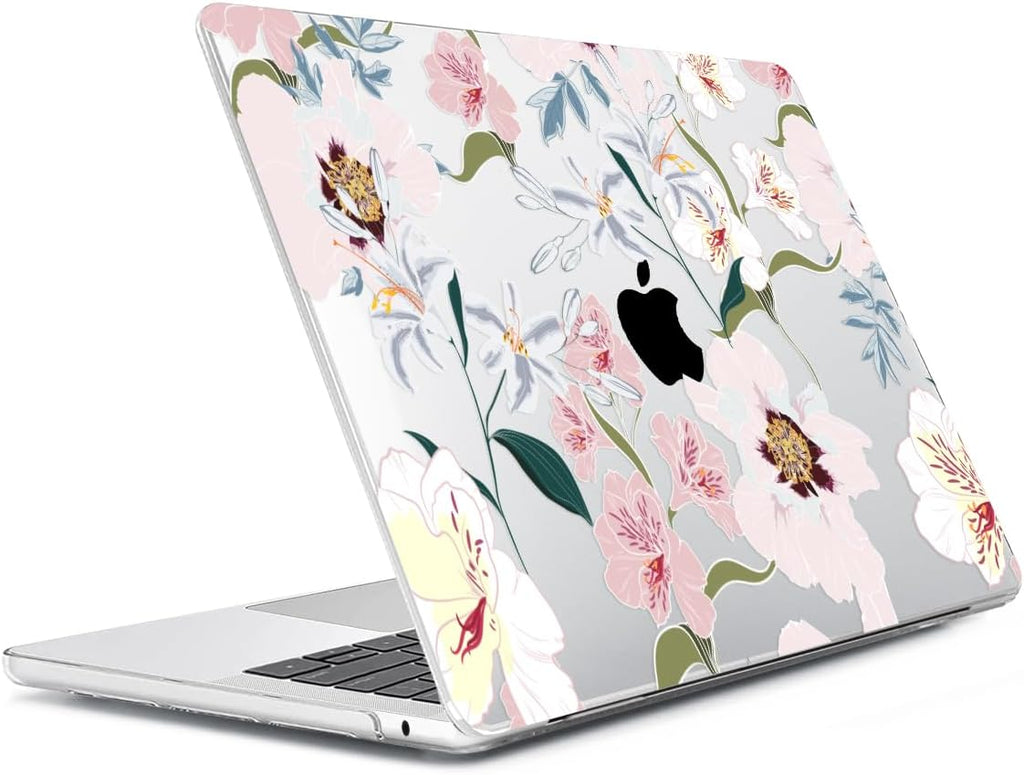 Compatible with MacBook Air 13.6 inch Case 2025 2024 2023 2022 Release M4 A3240 M3 A3113 M2 A2681 with Touch ID, Plastic Hard Shell Case&Keyboard Cover&Screen Film&Webcam Cover, Pink Floral