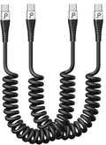 USB C to USB C Charger Cable [2-Pack 3FT], Coiled USB C Charger Cable for Car, Type C Fast Charging USBC to USBC Cable for iPhone 16/15/15 Pro/15 Plus/15 Pro Max/Samsung Galaxy S23 More USB C Devices