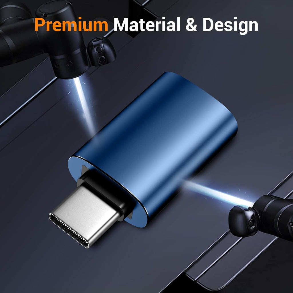 Temdan USB to USB C Adapter 4 Pack,【2*Type C Female to A Male Charger Converter】&【2*USB C Male to USB Female】 OTG Adapter for Apple Watch Ultra 8 9,iPhone 15 Pro Max 14 13 12,AirPods - Blue/Black