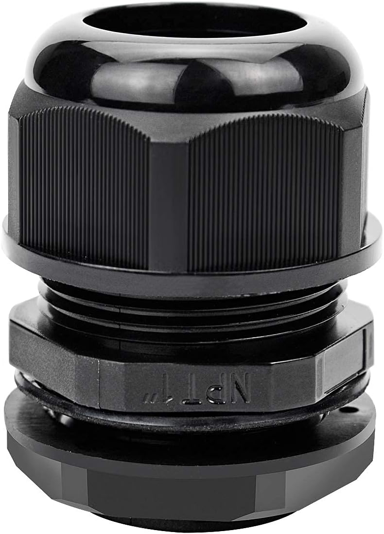XHF 2 Pcs 1" IP68 Strain Relief Nylon Cord Grip Waterproof NPT Cable Glands Adjustable UL Listed and RoHS Compliant (Black)