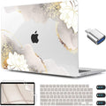 CISSOOK for MacBook Air 13.6 inch Case 2025 2024 2023 2022 Release Model M3 A3113 M2 A2681, Lotus Hard Shell Case Keyboard Cover for MacBook Air 13 M2 M3 M4 Chip, Charming Painting