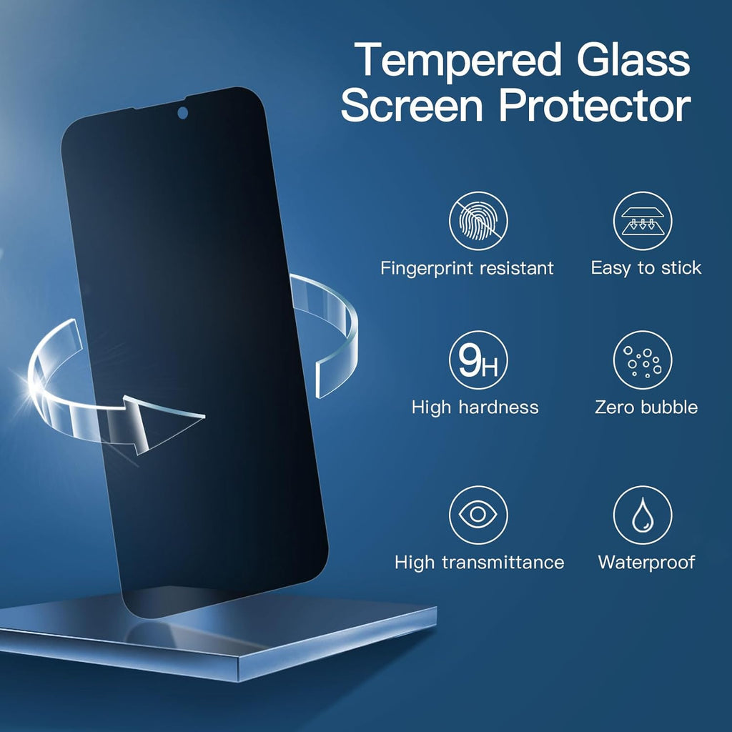 NEW'C 3 Pack Privacy for iPhone 14 Pro Max Screen Protector (6.7"), Enhanced 28-Degree Privacy Angle, Ultra Durable 9H Hardness, Bubble-Free