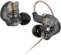 CCZ NC01 Gospel Gaming Earbuds, Stereo Sound in Ear Monitor Headphone Wired, Customized Dual Magnetic DD IEMS Earphone with Detachable Tangle-Free Cable PC Cavity for Computer(without mic,Clear Black)