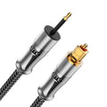 EMK 24K Gold-Plated Toslink to Mini Toslink Cable (20ft/6M) - Digital Optical Audio Cable with 3.5mm Mini Plug for Soundbar, Home Theater, TV - Silver SPDIF Fiber Optic Cord