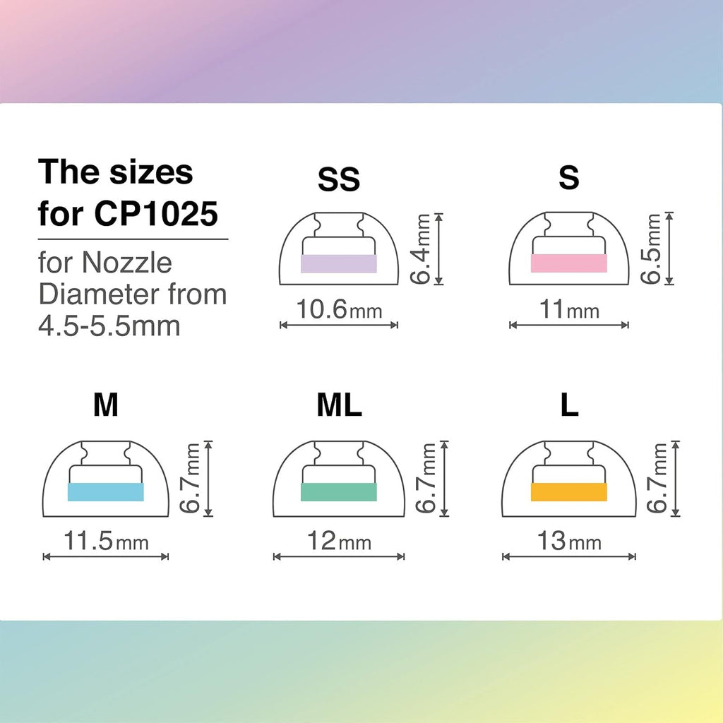 SpinFit CP1025- L/ML- Medical Grade Silicone Patented Ear Tips, Secure Fit and Supreme Comfort Fits MTW3, Galaxy Buds 2, Soundcore Space A40 & More (2 Pairs) (for Nozzle Diameter from 4-5.5mm)