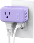 TROND Multi Plug Wall Outlet, 3 AC Outlet Extender with 360 Rotating Plug, Small Wall Adapter with PD 20W USB C, Cute and Durable for Purple Lovers, Goes with All Scenes Purple Vibe