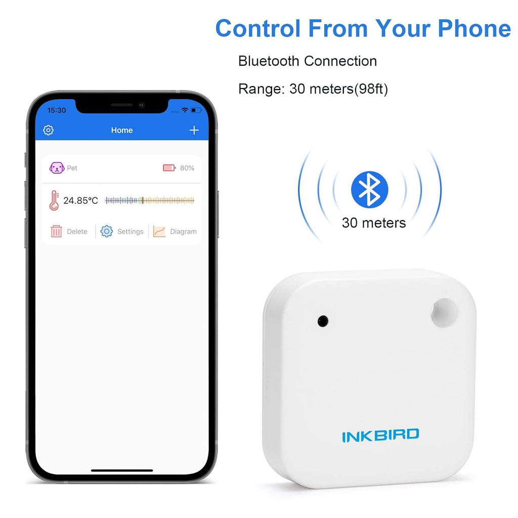 Inkbird Smart Thermometer, Freezer Wireless Thermometer Bluetooth Temperature Sensor, with APP for Android and iOS (Detects Temperature ONLY)