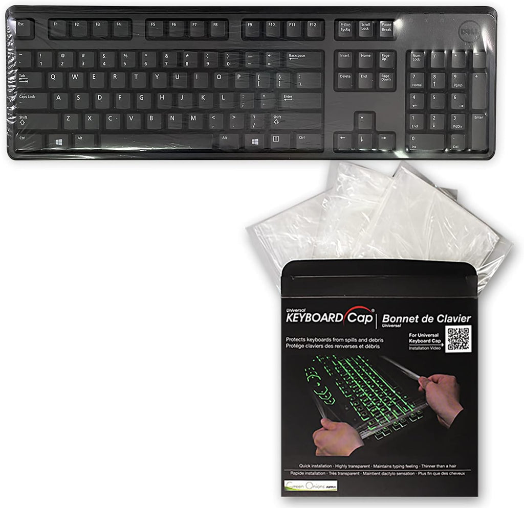 Green Onions Supply[3 Pack] Universal Fully Covered Flat Style 0.025mm Wipeable Superb Tactile Feeling Waterproof Anti-Dust Keyboard Cap Cover for Desktop Keyboard with Numeric Hospital/Dentist Use