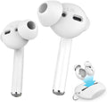 AhaStyle 4 Pairs AirPods Ear Tips Silicone Earbuds Cover [Not Fit in The Charging Case] Compatible with Apple AirPods (2 Pair Large & 2 Pairs Small, White)