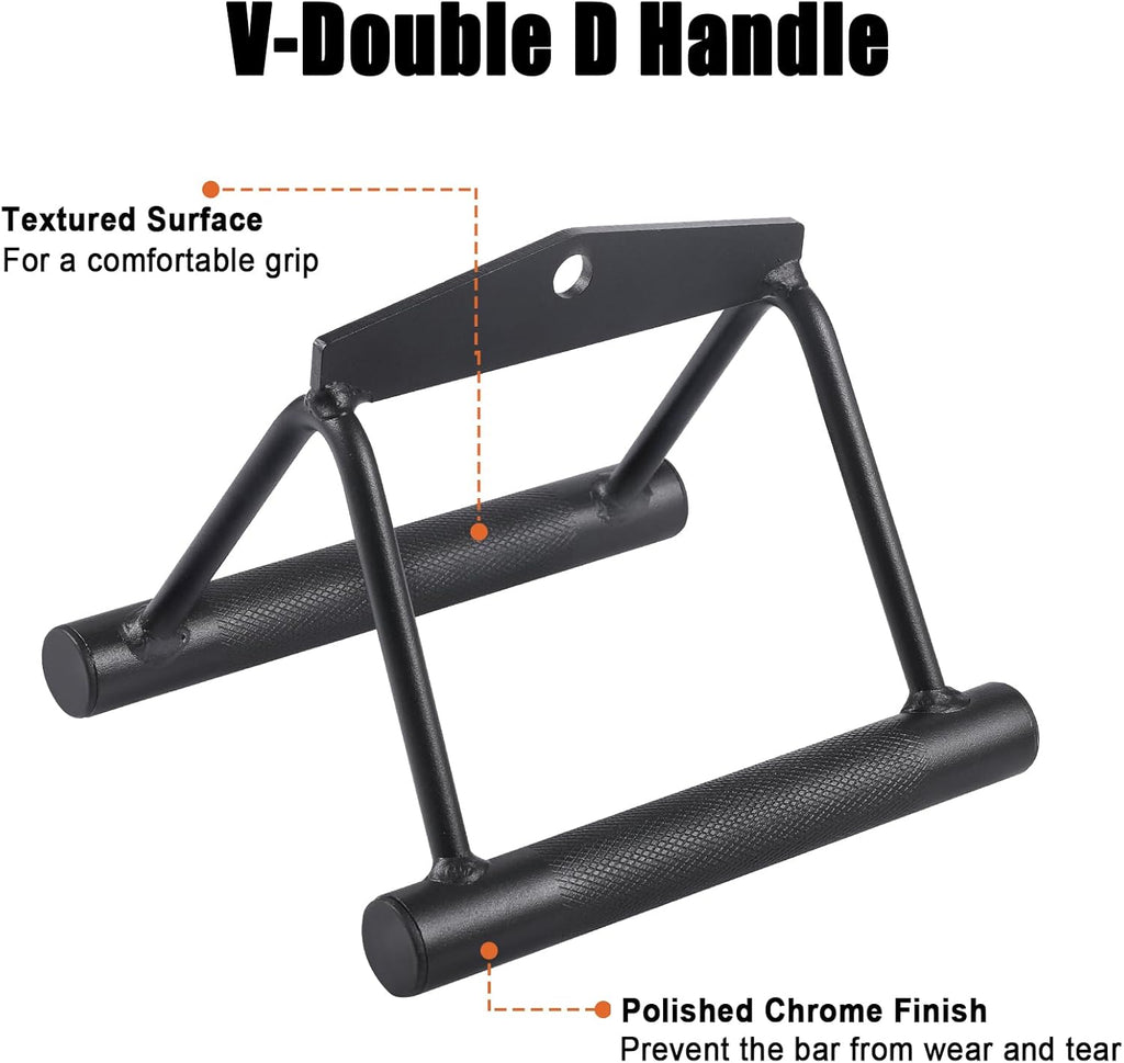 SERTT Workout Cable Machine Attachment for Home Gym, LAT Pulldown Attachments, Cable Accessories for Weight Training, Straight Pull Down Bar, Tricep Rope, Double D Row Handle, V-Shaped Bar
