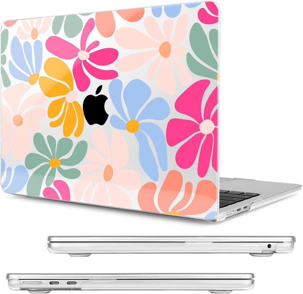 Compatible with MacBook Air 13.6 inch Case, M4 A3240/M3 A3113/M2 A2681 (Released 2025 to 2022), Hard Shell, Keyboard Cover, Screen Protector, Webcam Cover & Type-C Adapter, ColorfulFlowers