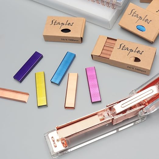 Colored 26/6 Standard Staple Set 12mm Width 1000/Box 6 Boxes/Pack 6000 Count - Image 4