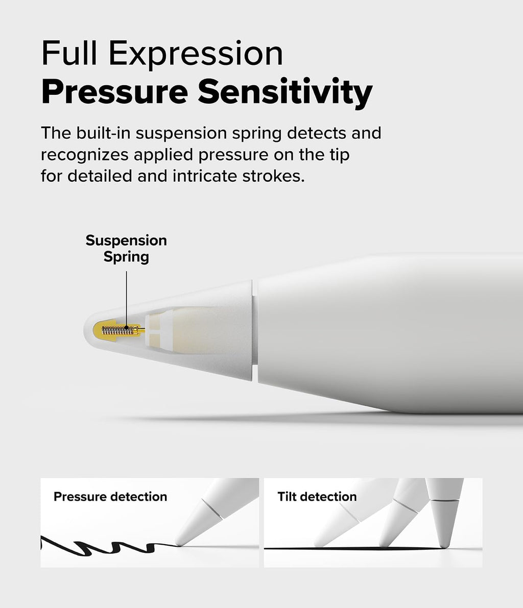 Ringke Apple Pencil Tips [3 Pack/Replacement for All Generations] Compatible with Apple Pencil Pro, 1st, 2nd Gen, USB-C Accessories, Crisp & Clear Feel Nib - HB (Light Gray)
