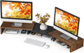 TAVR Dual Monitor Stand Riser, Computer Monitor Stands for 2 Monitors, Extra Long Multifunctional Desktop Organizer Riser for Computer, Laptop, PC, Printer, TV, Max 43.3" Length, Rustic Brown