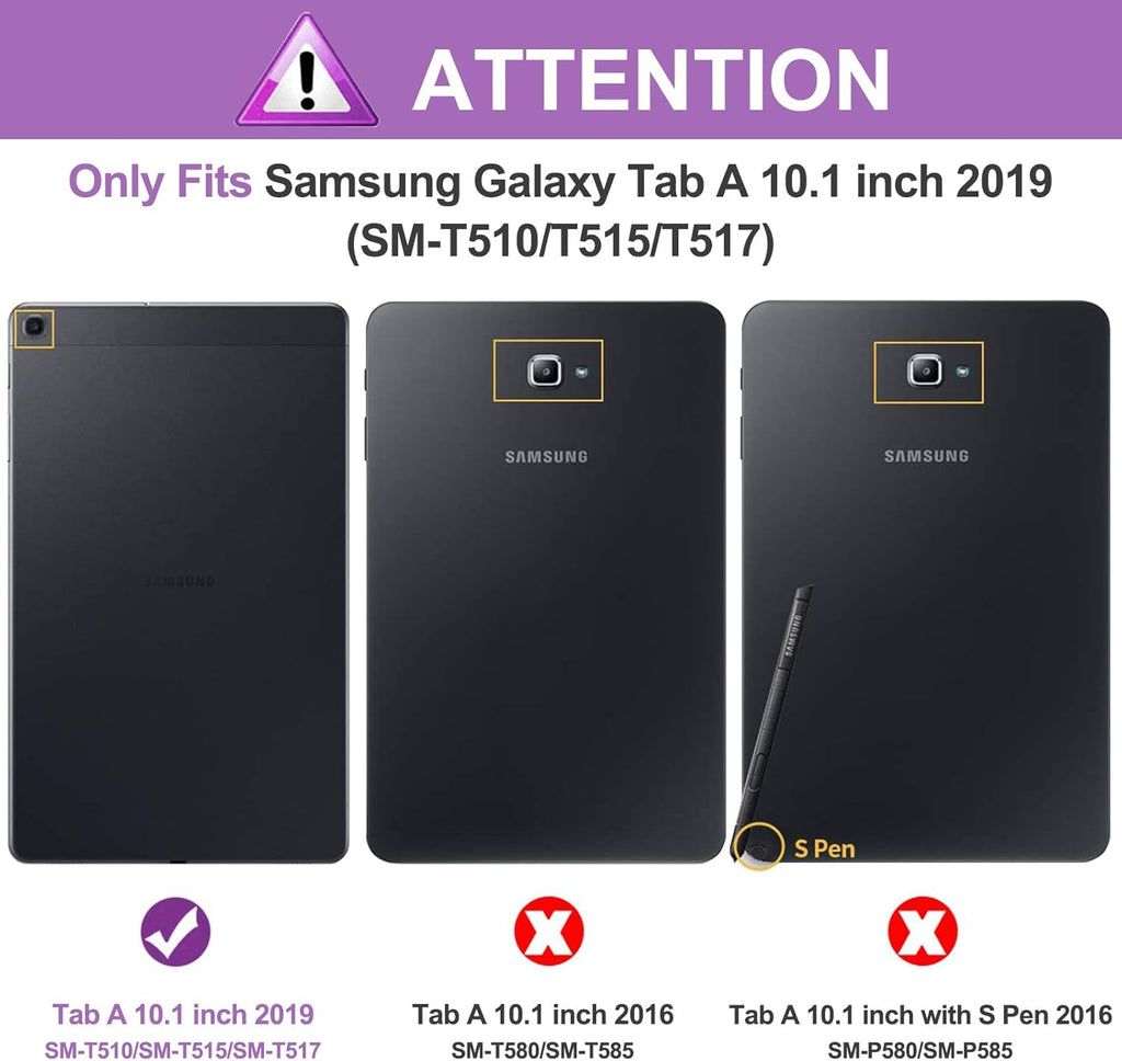 BRAECN for Galaxy Tab A 10.1 2019 Case, Heavy Duty Shockproof Rugged Case with 360 Degree Rotating Hand Strap/Stand and Shoulder Strap for Samsung Tab A 10.1 SM-T510/T515 2019 (Black)