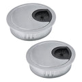 2 Pcs Desk Grommet 2-1/16" / 53 mm, Desk Cord Hole Cover, Cable Grommet Metal Zinc Alloy Materilal, Desk Hole Grommet for Home & Office Pc, Detachable Cable Cord Organizer-Matte Silver