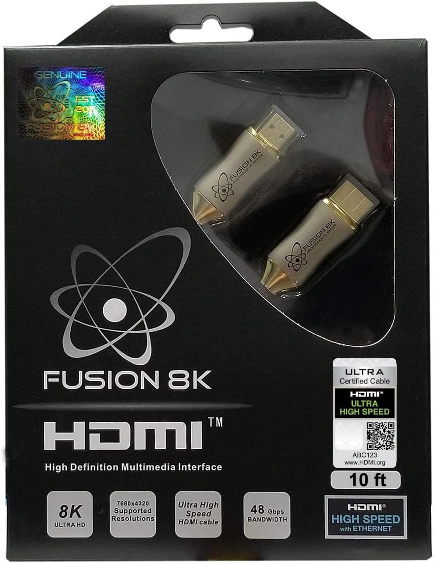 HDMI 2.1 Certified Cable Supports 10K 8K @60Hz and 4K @120Hz Compatible with All TVs, BluRay, Xbox Series X, PS5 (10 Feet)