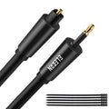 Elecan Mini Toslink to Toslink Digital Optical S/PDIF Audio Cable 50 Ft, Gold Plated Soft Flexible Fiber Optic Cable,Signal Protection PVC,Surround Sound for Soundbar,Home Theater,Hi-Fi System+Ties MI