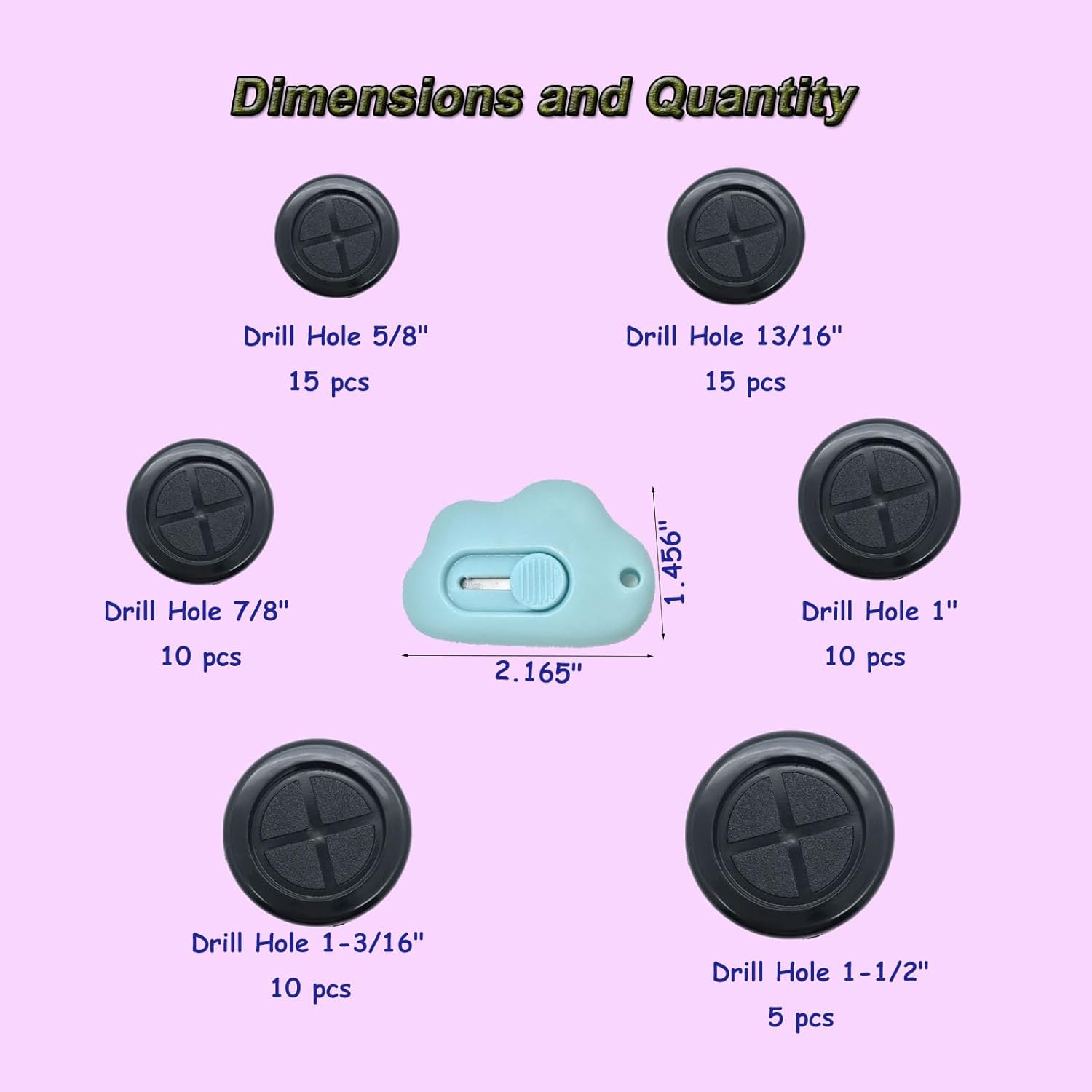 65Pcs Round Rubber Grommets kit 6 Sizes Double Sided Rubber Grommets for Wiring Automotive Rubber Firewall Hole Plug Cable Wire Protection with Retractable Knife(1-1/2" 1-3/16" 1" 7/8" 13/16" 5/8")
