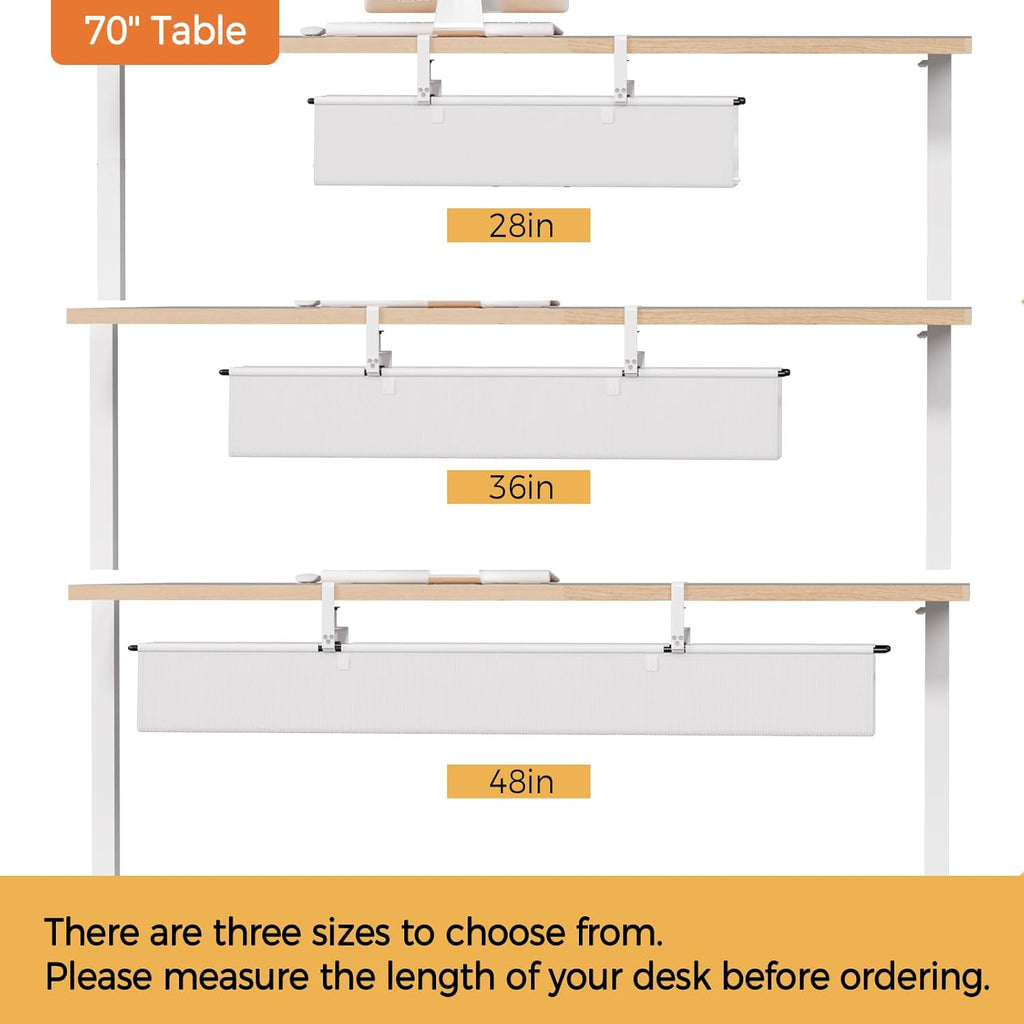 Under Desk Cable Management Tray - 28" Cord Organizer for Desk No Drill, Fabric Under Table Wire Organizer with 16X Cable Ties Hide for Office/Home, Cord Hider Fits Adapters & Sockets, White