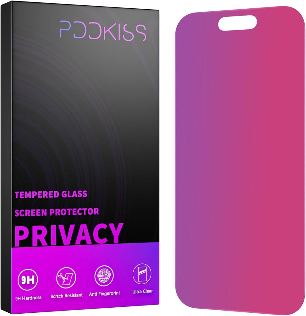 Compatible for iPhone 16 Plus/iPhone 15 Plus Privacy Screen Protector Tempered Glass 6.7 Inch, Pink Gradient Anti Spy Anti Blue Light HD Easy Installation