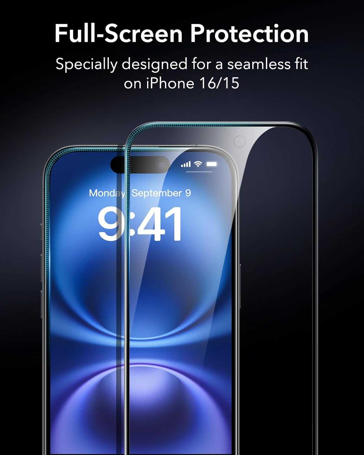 ESR 3 Pack for iPhone 16 / iPhone 15 Privacy Screen Protector, Anti-spy Tempered-Glass Privacy Screen Protector with Easy Installation Tool, Micro-Curved Edges, Case Friendly