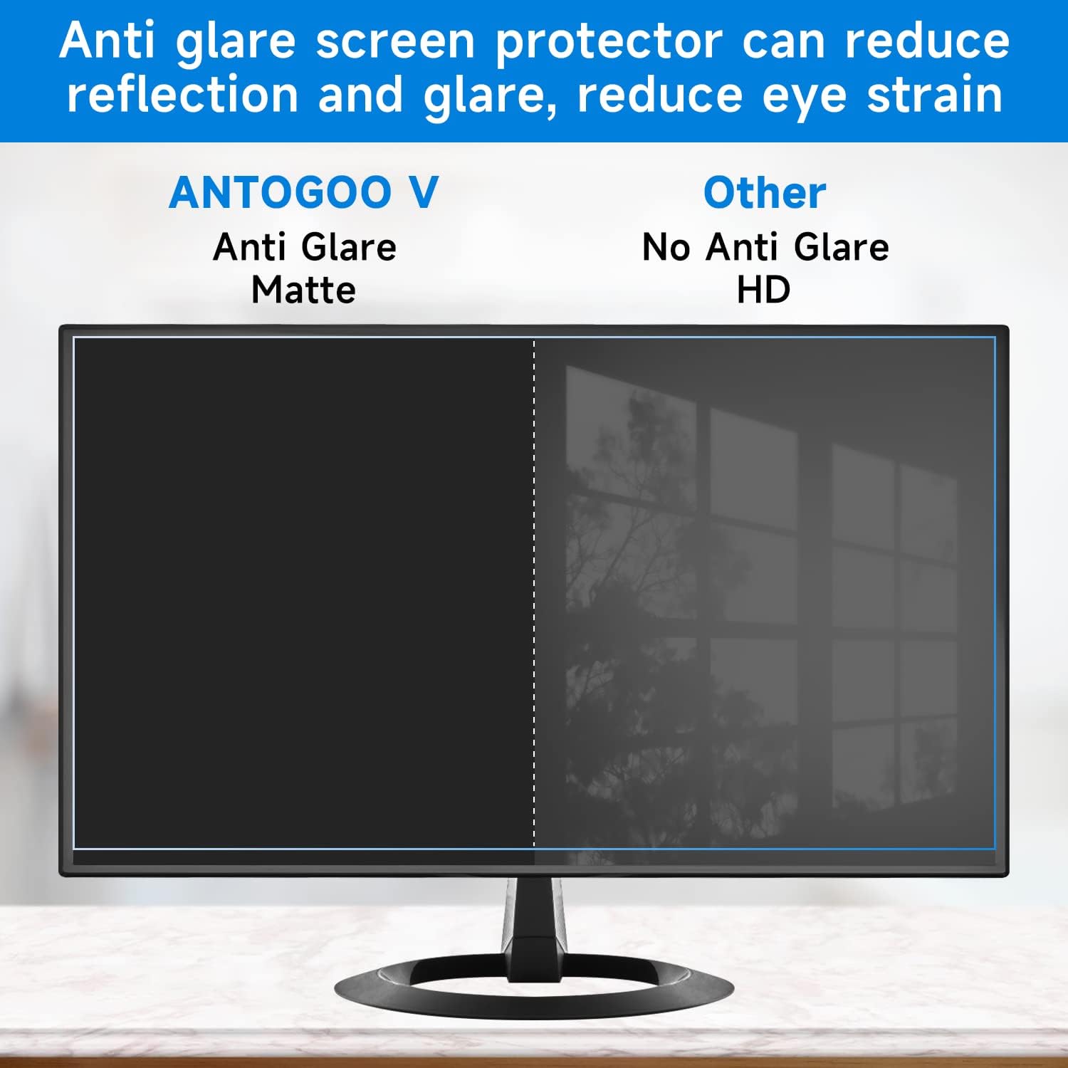 24 Inch Anti Blue Light Screen Protector for Standard or Curved, Eye Protection Anti Glare Screen Protector for 24'' Sceptre/LG/Dell/HP/Acer/ViewSonic/ASUS/Aoc/Samsung Monitor with 16:9 Aspect Ratio