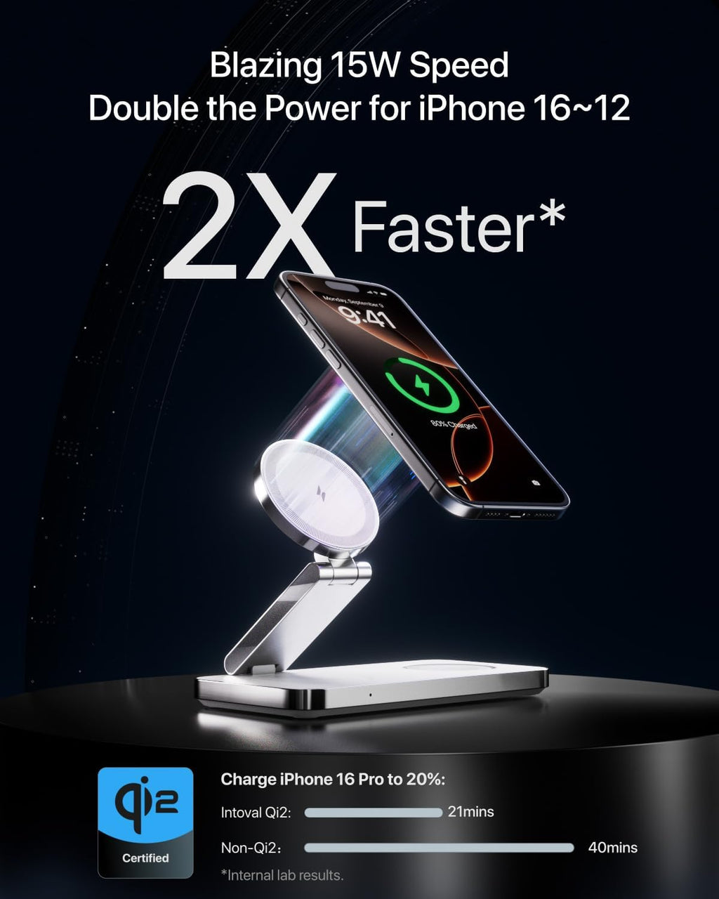 Intoval 3-in-1 Foldable Wireless Charging Station, Qi2 Certified 15W Ultra Fast Wireless Charger for Magsafe, Magnetic Charger Stand for iPhone 16/15/14/13/12, Apple Watch & AirPods. (White)