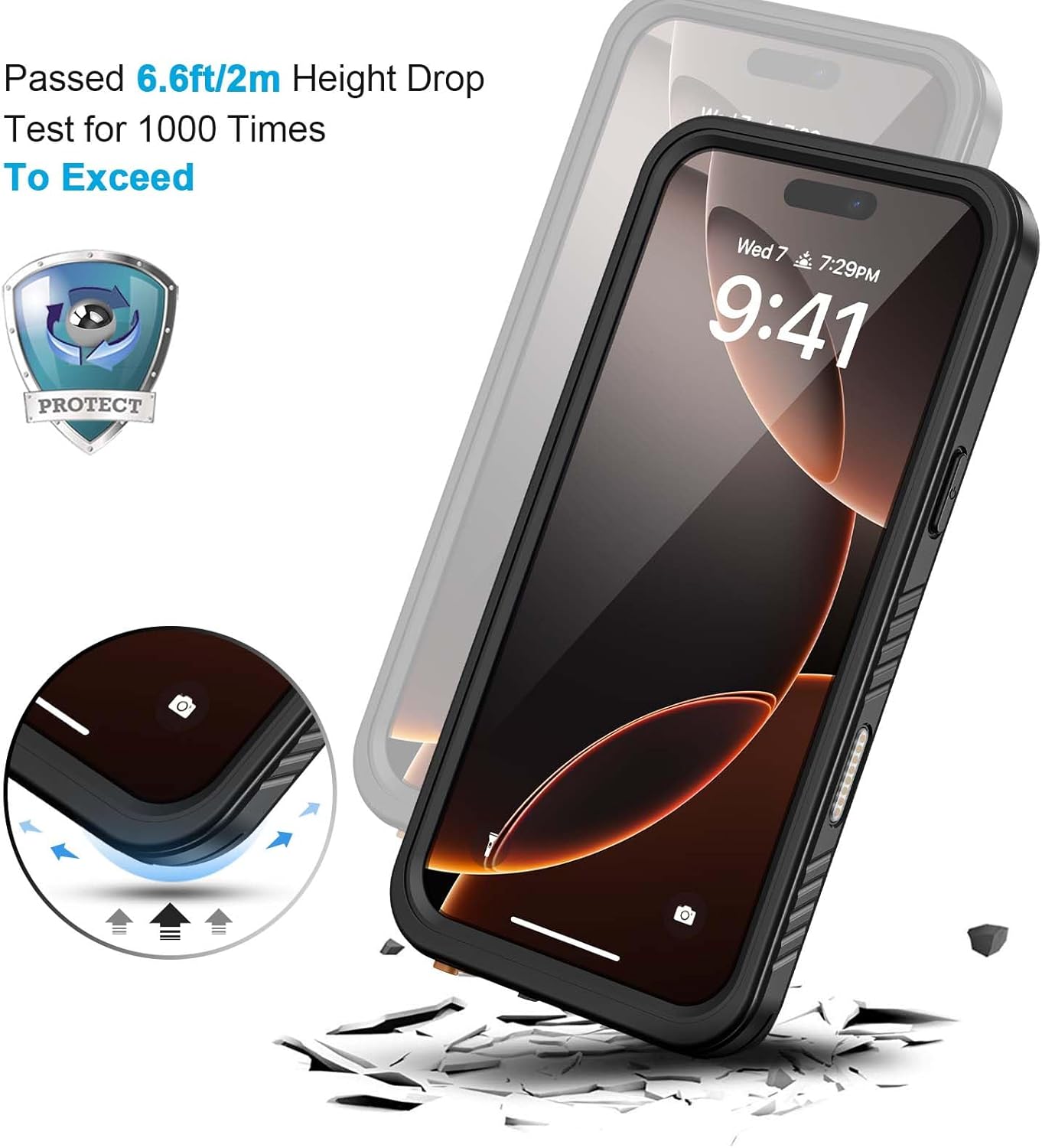 Lanhiem Magnetic for iPhone 16 Pro Max Case, Waterproof Dustproof Cover [Built in Screen Protector] [Compatible with MagSafe], Full Body Heavy Duty Phone Case for iPhone 16 Pro Max - 6.9” (Black)