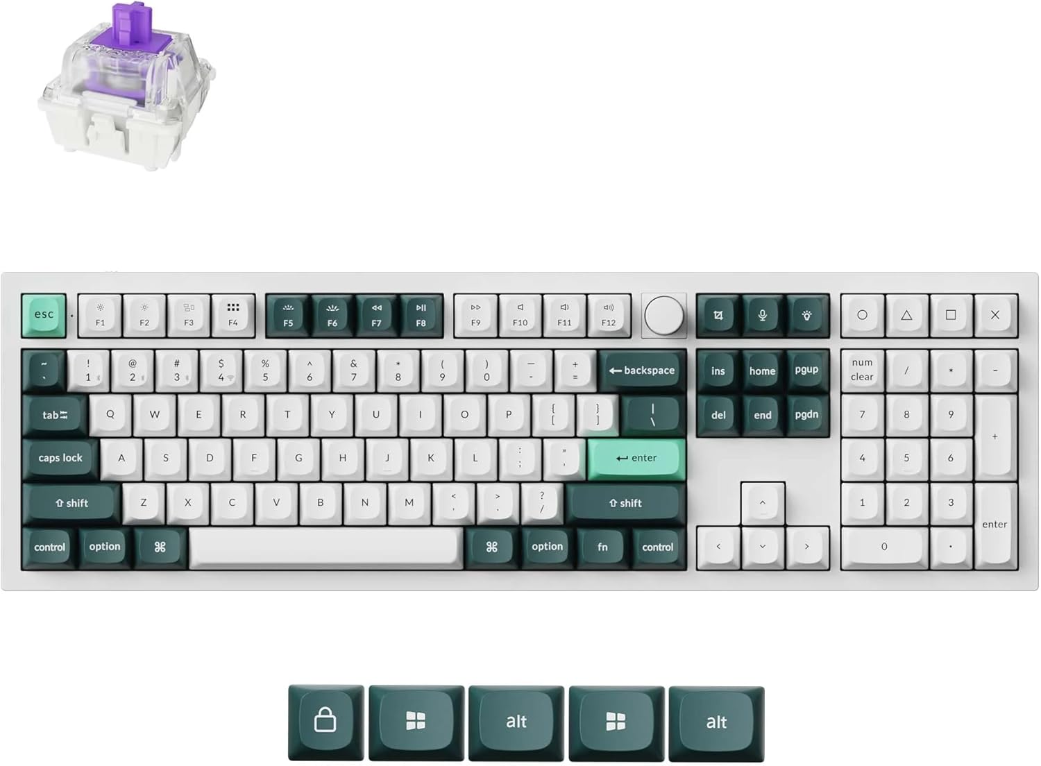 Keychron Q6 HE Wireless Custom Mechanical 100% Full Keyboard, 2.4 GHz/Bluetooth/Wired QMK Rapid Trigger Hot-Swappable Programmable Gateron Double-Rail Magnetic Switches for Mac Windows, Shell White