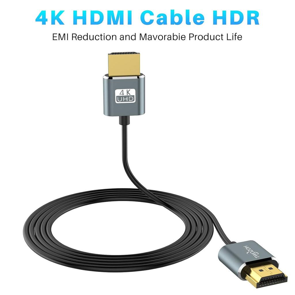 Twozoh Slim 4K HDMI Cable 1.6FT 10 Pack, Ultra Thin & Flexible Skinny HDMI to HDMI 2.0 Cord Support 4K/60HZ 18gbps Laptop, Monitor, PS5, PS4, Xbox One, Fire TV