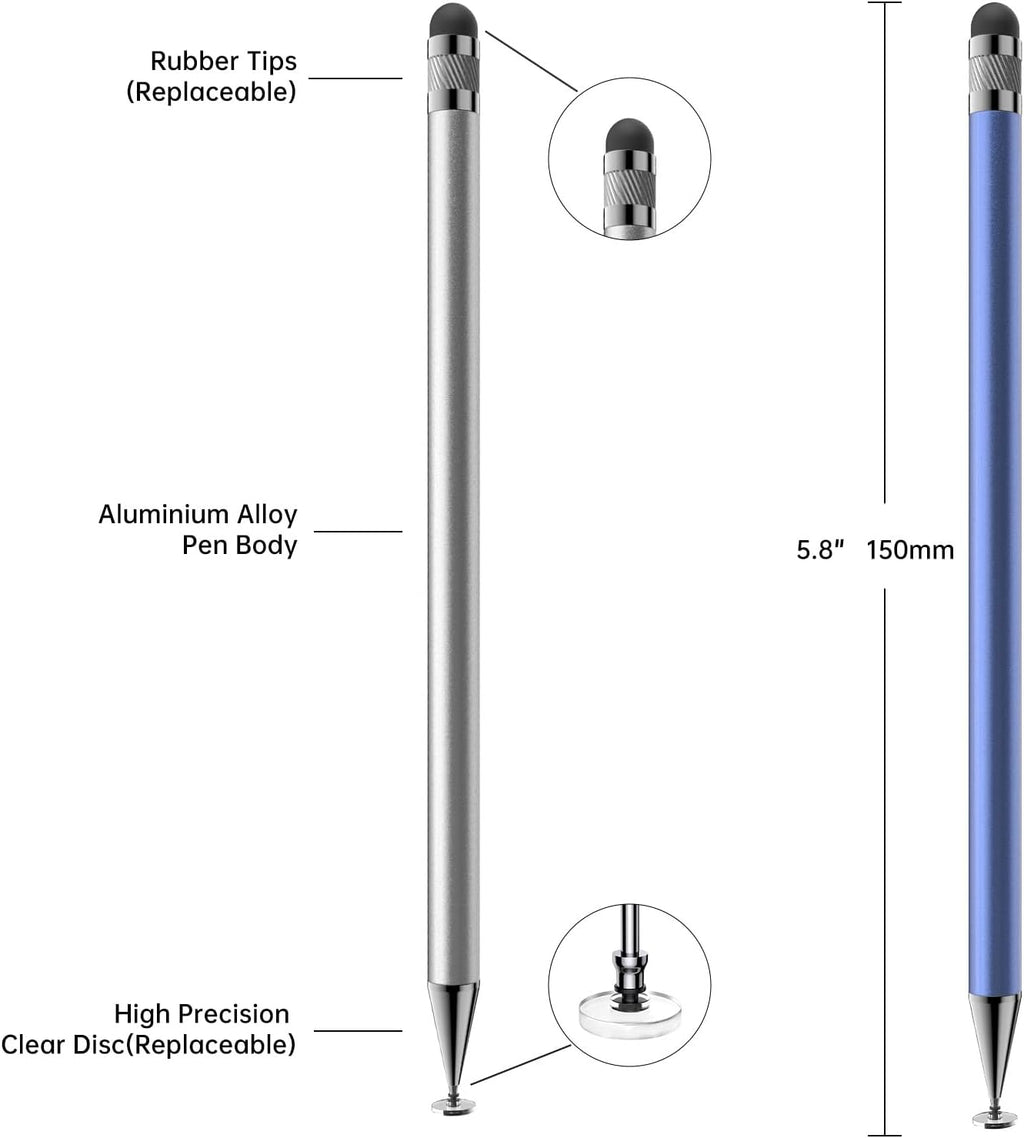 Stylus (5 Pcs), 2-in-1 Stylus Pen for Touch Screen, High Precision and Sensitivity, Suitable for iPhone/ipad/Android Tablets, Compatible with All Touch Screens (Black/White/Blue/Rose Gold/Silver)