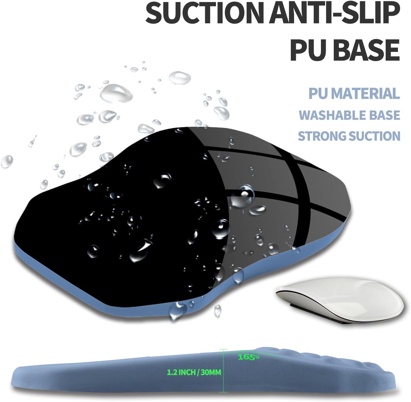 Ergonomic Raised Mouse Pad Wrist Support with Bilateral Slope Memory Foam Mousepad for Wrist Rest and Carpal Tunnel Pain Relief 11.8x7.9〃 Stone Blue